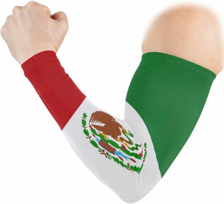 OKBYGD Mexico Flag Compression Arm Sleeves - Cooling Sun Protection for Sports (Baseball, Basketball, Football) - Youth & Adult Sizes for Men, Women, Boys, Girls